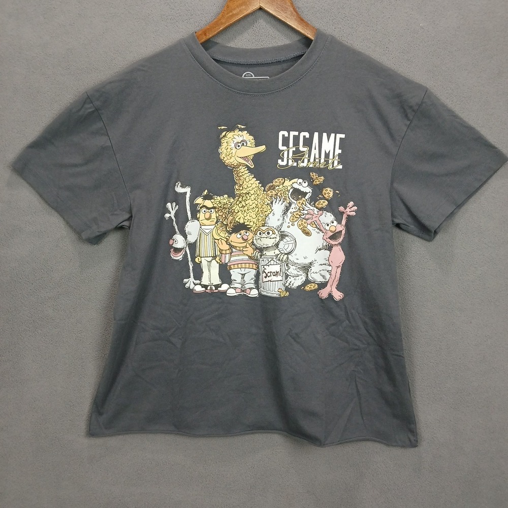 Sesame Street By Hybrid Apparel T Shirt Mens Large Gray Cotton‎ Graphic Print
